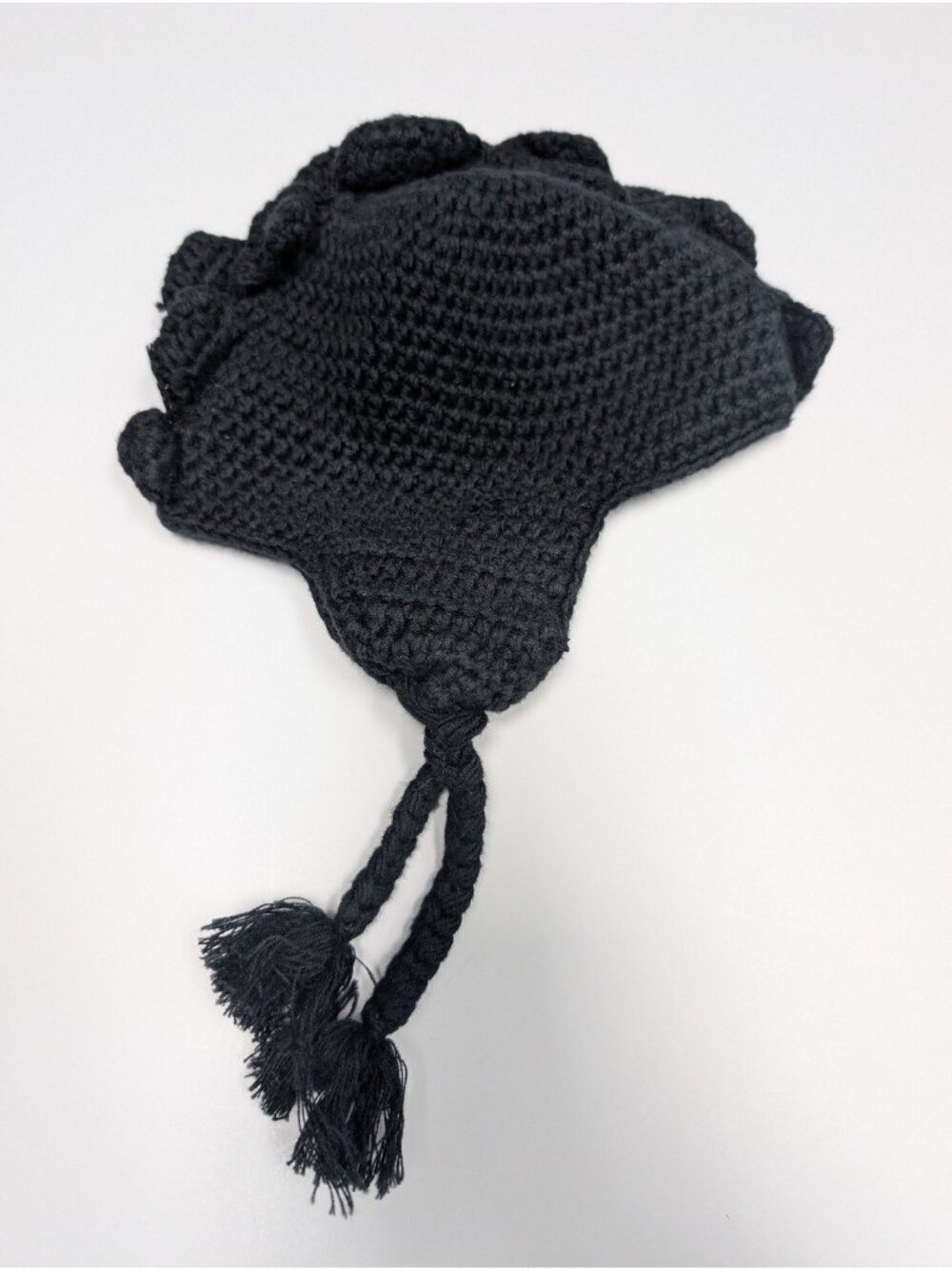 Kate Quinn Organic Cotton Crochet Mohawk Dino Spike Hat Baby Bonnet Black LG